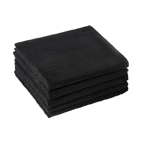 Microfiber Rags, Kitchen Dishcloths, Absorbent Water without Shedding, Table Wiping Car Cleaning Rags, Towel Scouring Pads 12 * 12inch /1pcs (Black)