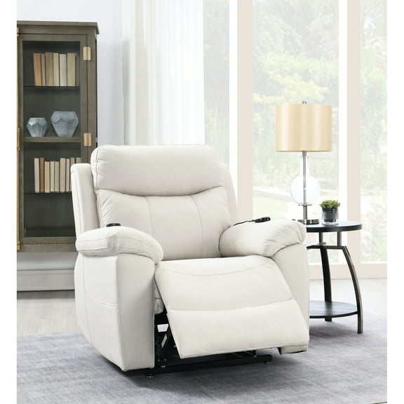 Microfiber Recliner With Heating, Lift And Massage In Beige - Luxury Rest Chair Lift, Heating & Polished Comfort Ultra