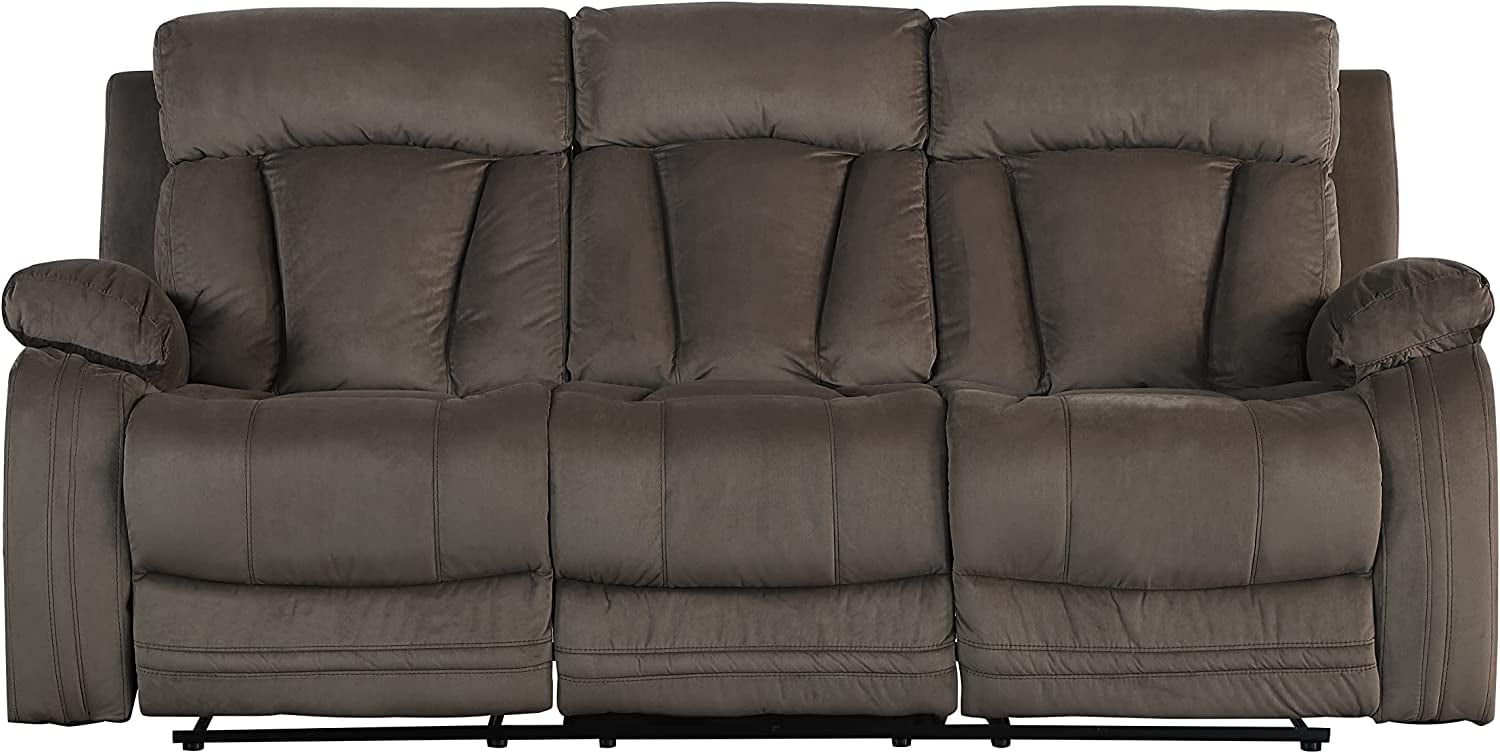 Microfiber Reclining Modern Living Room Sofa Brown