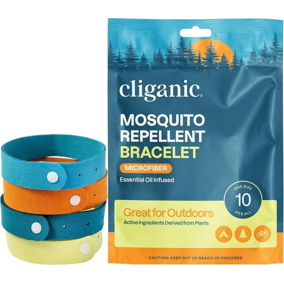 Cliganic Mosquito Repellent Bracelets, Microfiber Wristbands for Kids and Adults, 20-Pack