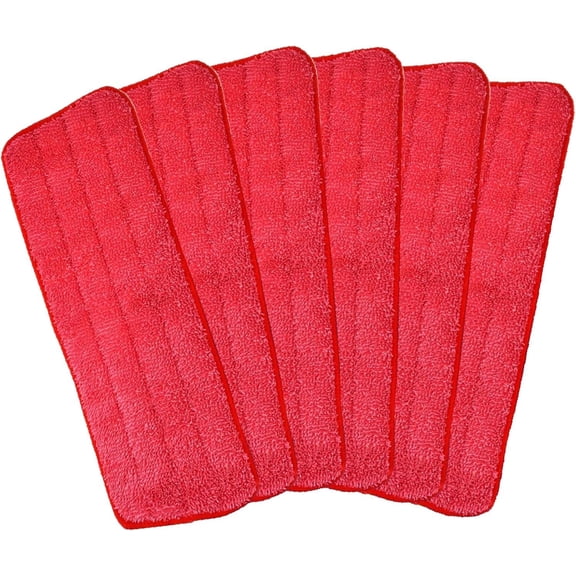 Microfiber Replacement Mop Pad, 18 x 6 Wet & Dry & Commercial Cleaning Refills, Floor Mop Pads, 6 Pack (Red)...