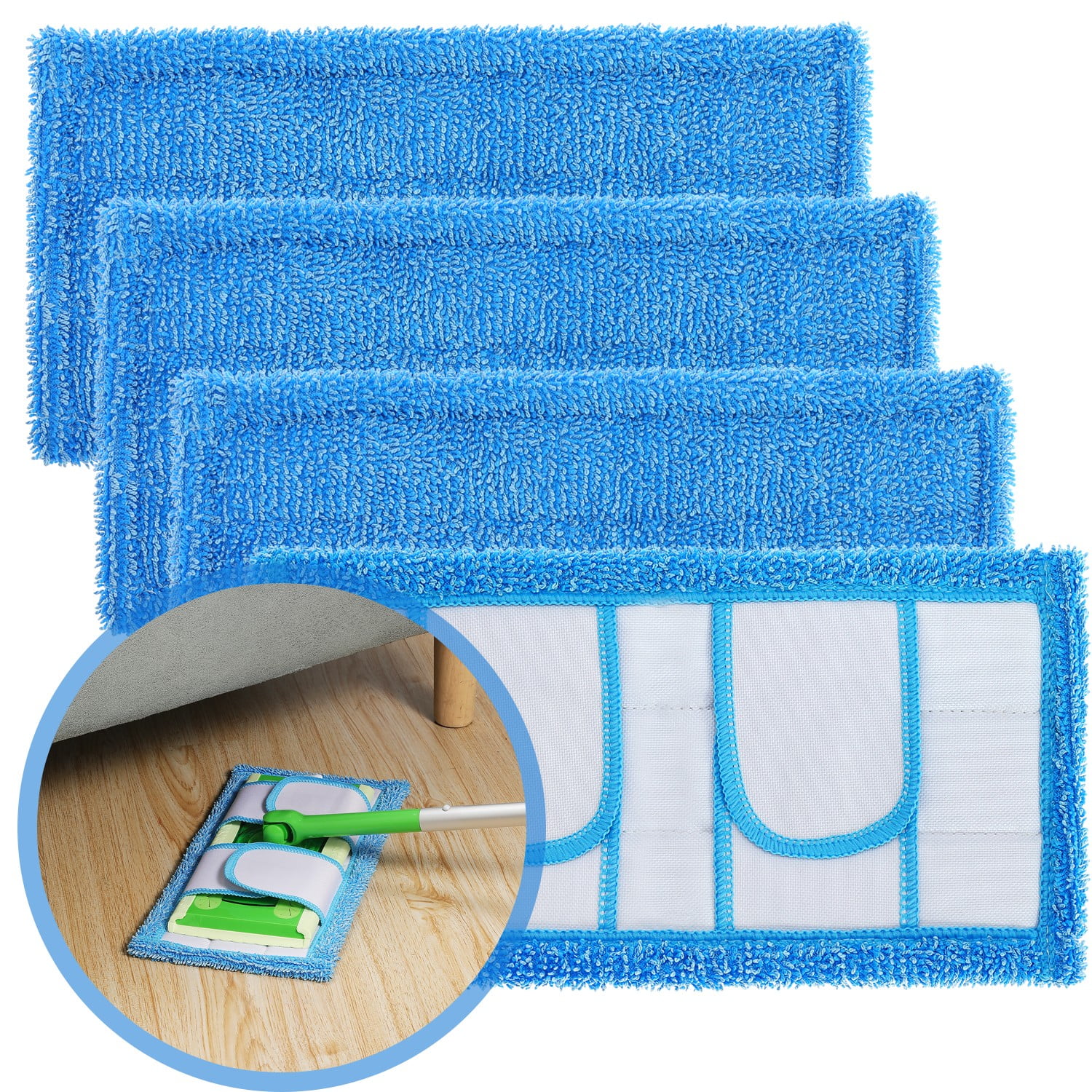 Swiffer Sweeper Mops Compatible, Microfiber Reusable Mop Pads, Machine Washable, Wet and Dry
