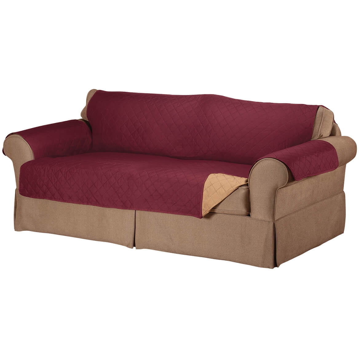 Microfiber Reversible XL Sofa Cover by OakRidgeTM, Burgundy/Tan ...