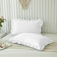 thumbnail image 1 of Grace Linen Ruffle Pillow Shams Queen Size Set of 2, 20X30 - Microfiber Soft & Breathable & smooth - Ruffle Pillowcases 20X30 - White, 1 of 7