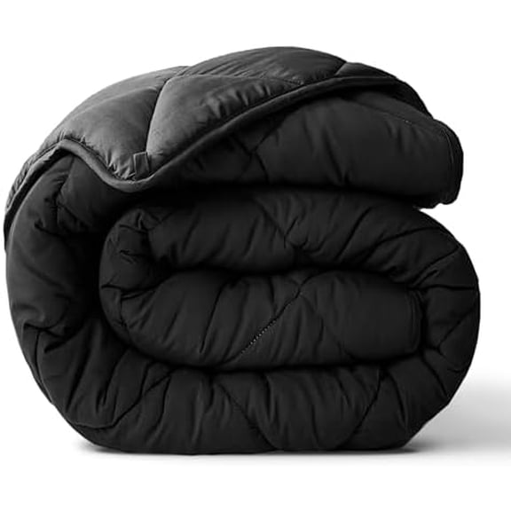 Microfiber All Seasons Down Alternative Quilted Comforter - Cooling Breathable Premium Soft Reversible Microfiber Duvet Blanket, Black/Gray, Twin/Twin XL