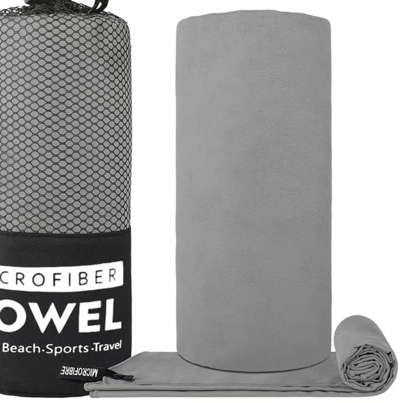 Microfiber Soft Hot Yoga Towel with Carry Bag Quick Dry Soft Workout Towels Gray