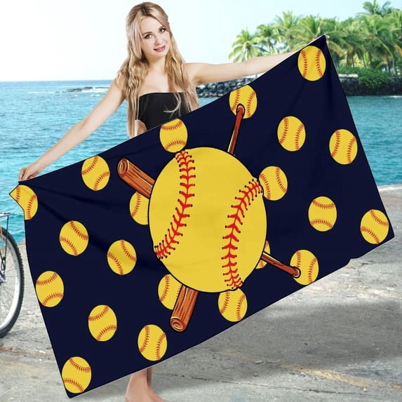 Microfiber Softball Gifts Beach Towel for Teams Girl -30"x60" Large Beach Towel Cool Quick Fast Dry Absorbent Lightweight Sand Free Bath Towels (Huang,30"x60")