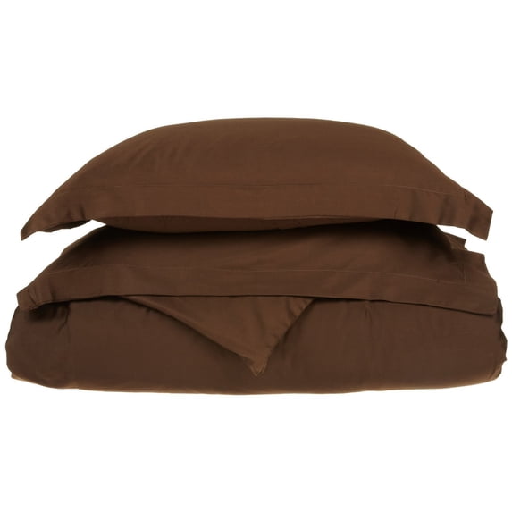 Microfiber Solid Duvet Cover Set, Wrinkle Resistant, Full/Queen, Mocha by Blue Nile Mills
