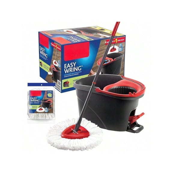 Microfiber Spin Mop & Bucket Floor Cleaning System - Red Gray Standard - Perfect Gift For2026