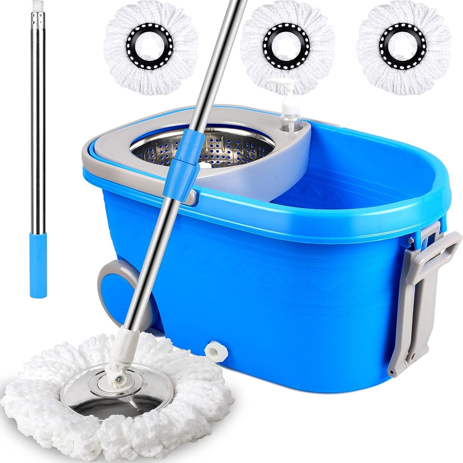 Microfiber Spin Mop & Bucket Floor Cleaning System Stainless Steel