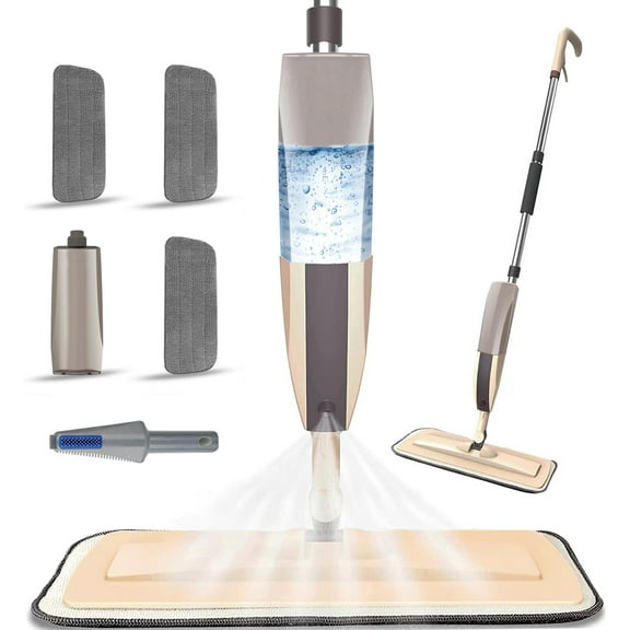 Microfiber Spray Mop for Floor Cleaning with 3 Washable Pads, Beyoco Wet Floor Mop with Sprayer and Refillable Bottle, Flat Mop for Kitchen Wood Hardwood Laminate Tile Floors Dust Cleaning