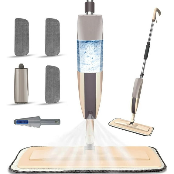 Microfiber Spray Mop for Floor Cleaning with 3 Washable Pads, Beyoco Wet Floor Mop with Sprayer and Refillable Bottle, Flat Mop for Kitchen Wood Hardwood Laminate Tile Floors Dust Cleaning