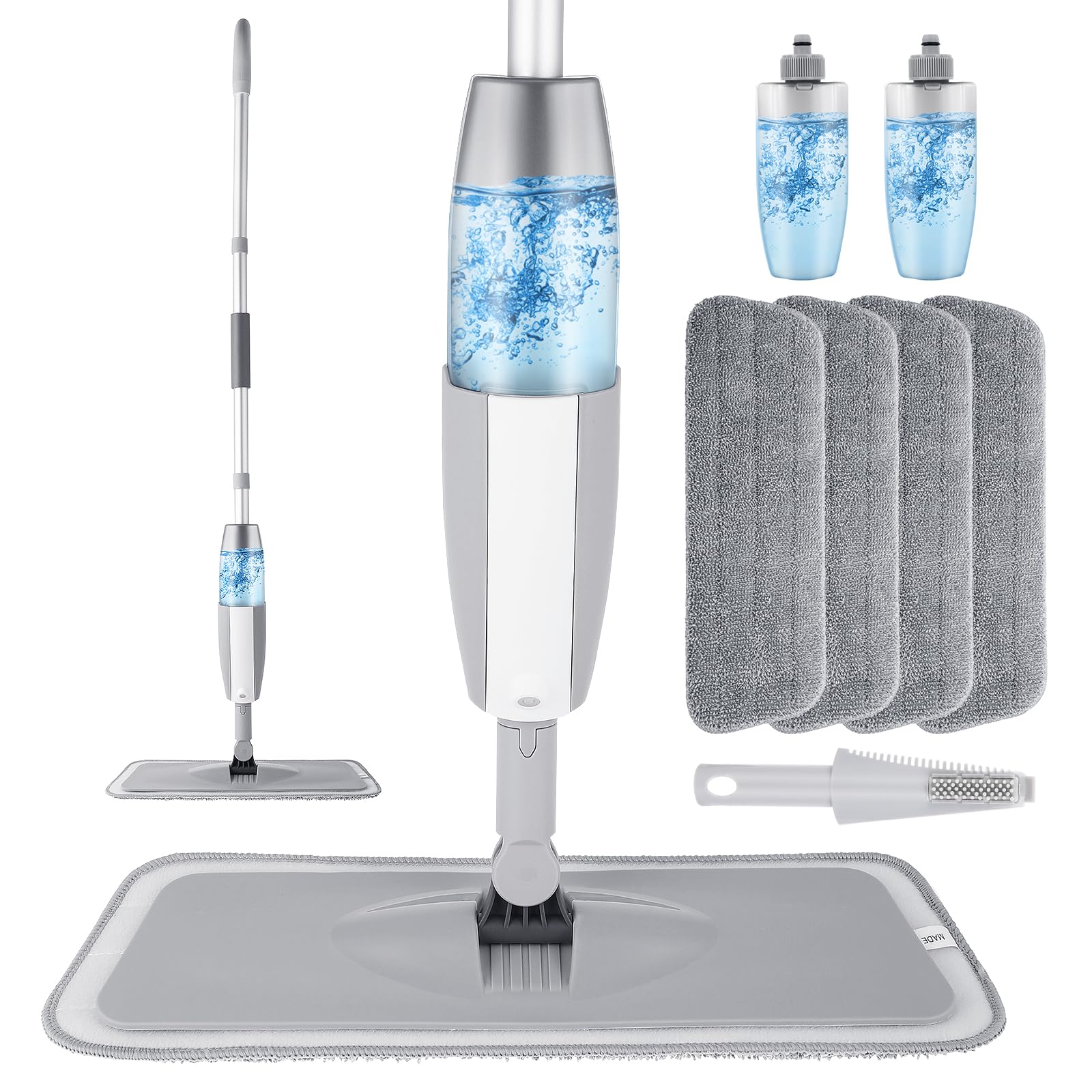 Microfiber Spray Mops for Floor Cleaning with 4 Washable Mop Pads & 2