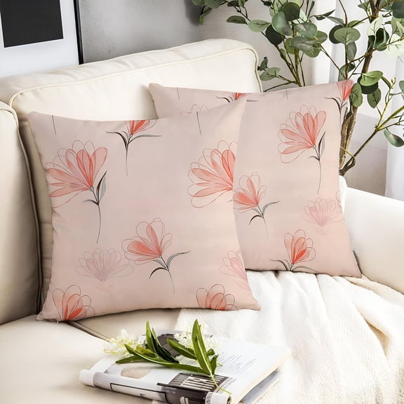 Microfiber Square Pillow Cushion For Sofa & Bed, Light Pink - 24 X 24 Inch | Fluffy For Comfort & Back Support | Breathable, Premium Cotton Cushion Cover With Zip, Neck Support - Set Of 2