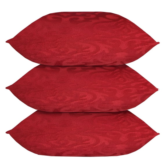 Microfiber Square Pillow Cushion For Sofa & Bed, Maroon - 12 X 12 Inch | Soft, Fluffy For Comfort & Back Support | Breathable, Washable | Premium Velvet Outer Cover With Zip - Set Of 3