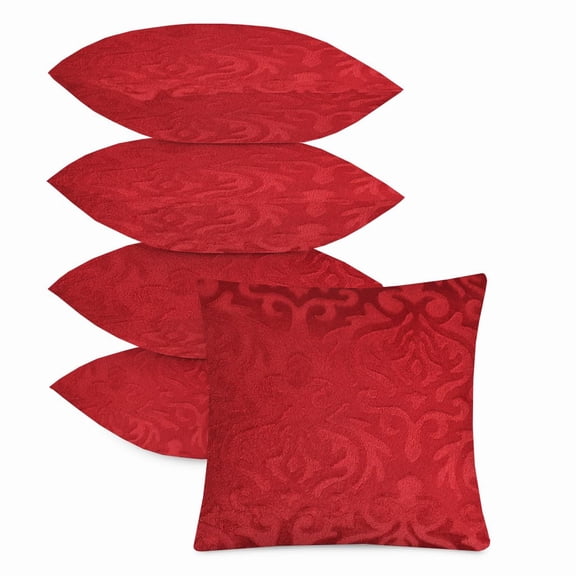 Microfiber Square Pillow Cushion For Sofa & Bed, Maroon - 16 X 16 Inch | Soft, Fluffy For Comfort & Back Support | Breathable, Washable | Premium Velvet Outer Cover With Zip - Set Of 5