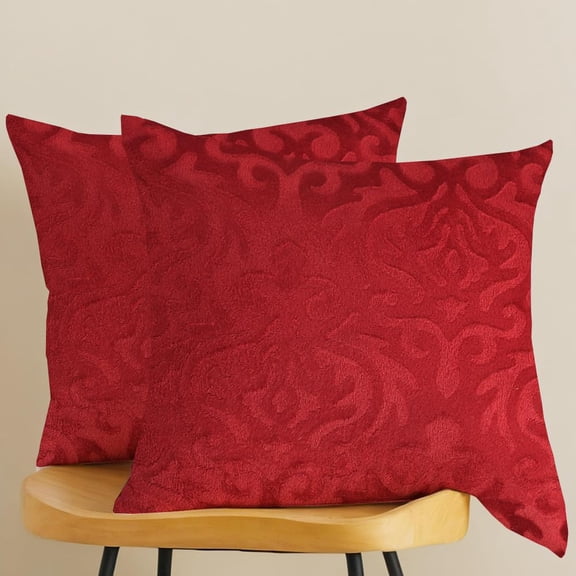 Microfiber Square Pillow Cushion For Sofa & Bed, Maroon - 16 X 16 Inch | Soft, Fluffy For Comfort & Back Support | Breathable, Washable | Premium Velvet Outer Cover With Zip - Set Of 2