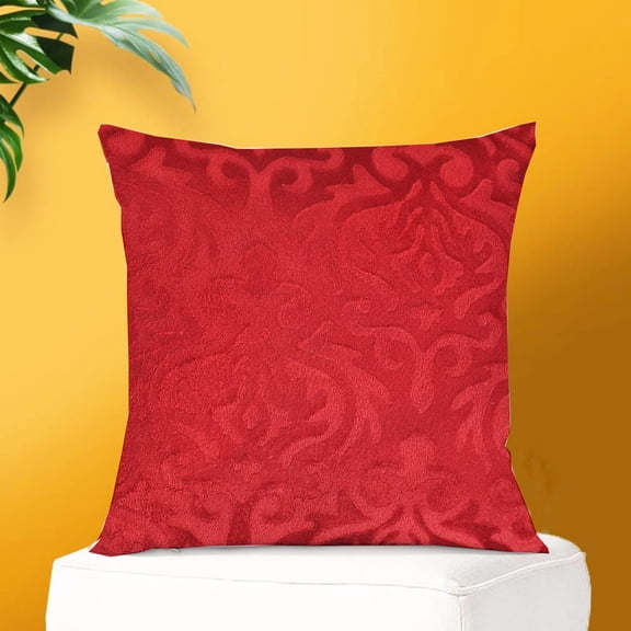 Microfiber Square Pillow Cushion For Sofa & Bed, Maroon - 24 X 24 Inch | Soft, Fluffy For Comfort & Back Support | Breathable, Washable | Premium Velvet Outer Cover With Zip - Set Of 1