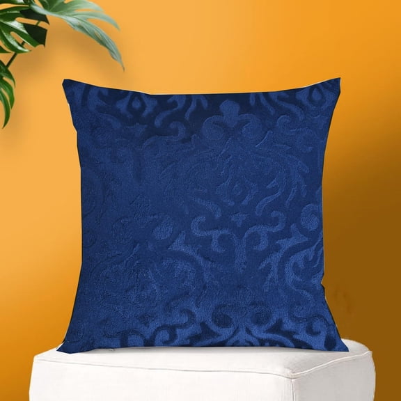Microfiber Square Pillow Cushion For Sofa & Bed, Navy Blue - 16 X 16 Inch | Soft, Fluffy For Comfort & Back Support | Breathable, Washable | Premium Velvet Outer Cover With Zip - Set Of 1