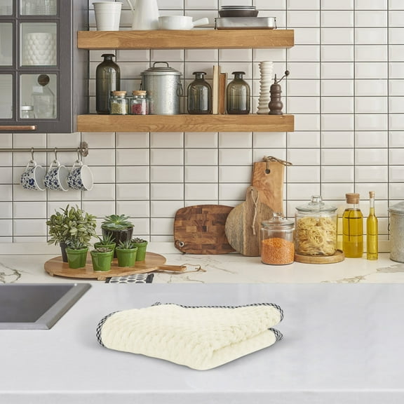 Microfiber Square Towel Dish Towel Absorbent Cleaning Cloth Hand Towel, Fast-Dry Lint-Free Whiteboard Wipe, Reusable Kitchen Rag for Dishes Counter Dusting, Hanging Loop for Easy , Dish Towel 25*25