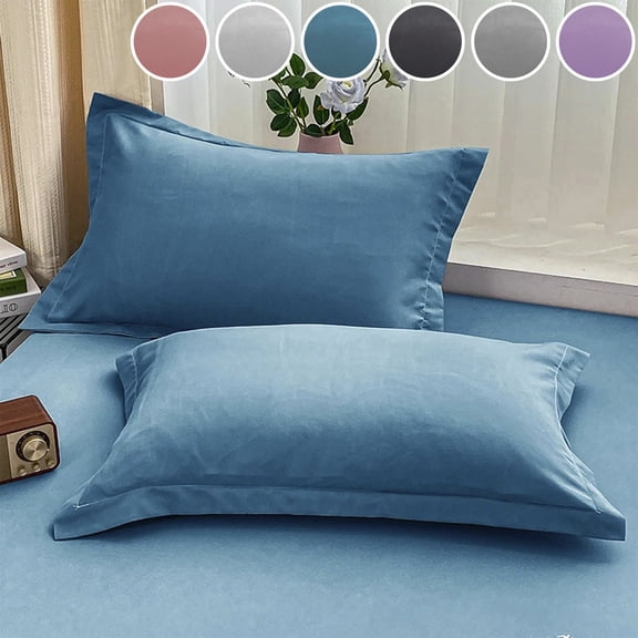 Microfiber Standard Pillowcase Set 2 Pack | Non-Slip Moisture Wicking Wrinkle Resistant | Soft Breathable 29x19in Multicolor | Smooth Hair Friendly, Vegan Fabric, Gift Ready