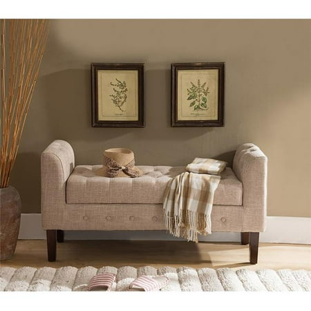 Microfiber Storage Bench - Light Brown