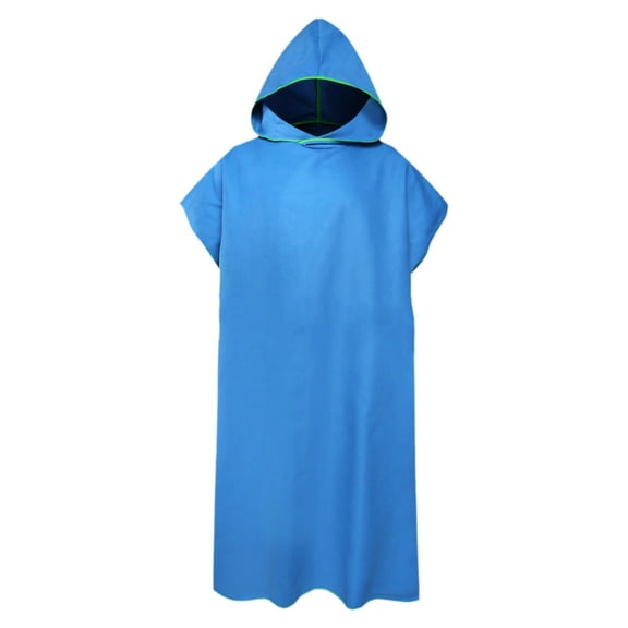 Microfiber Surf Poncho Changing Robe with Hood, Absorbent Quick Dry Microfiber Wetsuit Changing Towel, with Pocket, for Surfing, Men, Women -Blue