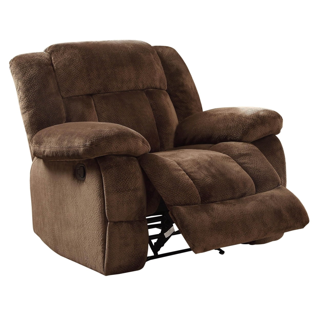 Contemporary Chocolate Microfiber Glider Recliner with Manufactured Wood