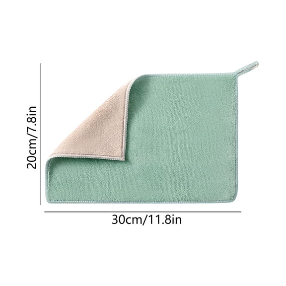 Microfiber Thickened Absorbent Rag, Lanyard Style Stain Removal Scouring Pad, Suitable for Stains on Pots, Grills, Tables and Sinks (7.8*11.8 Inches, Green)