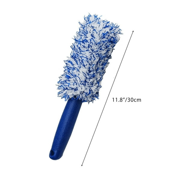Microfiber Tire Brush Long Handle 11.8x2.7in Soft Car Wheel Hub Cleaner Absorbent Non-Scratch Ergonomic Grip for Auto Truck SUV Bike Detailing Garage