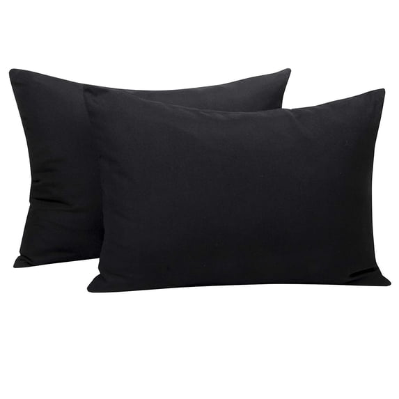 Microfiber Toddler Pillowcases, 2 Pcs Zipper Closure Travel Pillow Covers, 13 x 18, Black