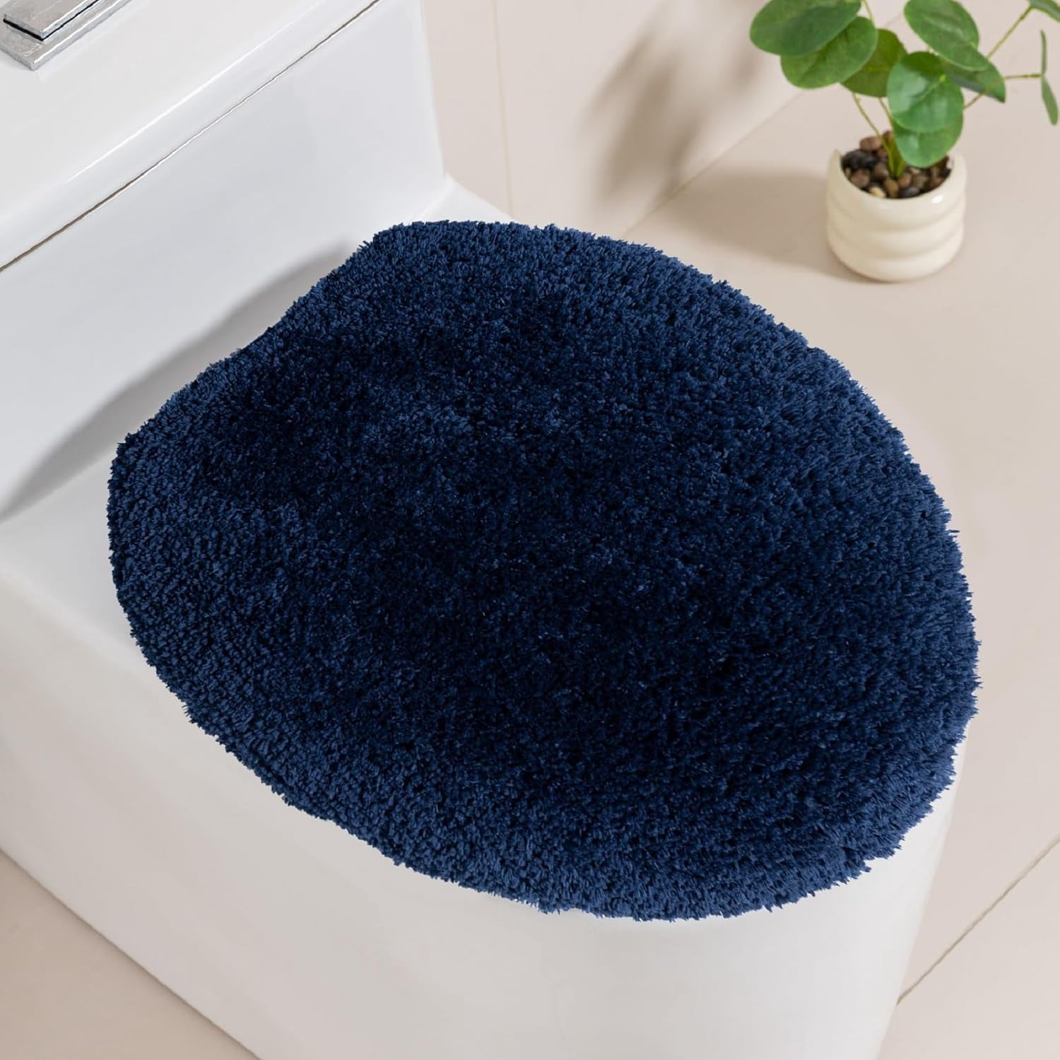 Microfiber Toilet Lid Cover Machine Washable Elongated Seat
