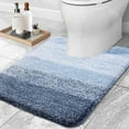 thumbnail image 1 of Sortora Microfiber Toilet Rugs U-Shaped, Shaggy Soft and Absorbent Bathroom Rugs, Non-Slip, Thick Plush Bathroom Mat, Machine Washable Dry Contour Bath Mats for Toilet Base, 20" x 20", Blue, 1 of 6