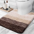 thumbnail image 1 of Sortora Microfiber Toilet Rugs U-Shaped, Shaggy Soft and Absorbent Bathroom Rugs, Non-Slip, Thick Plush Bathroom Mat, Machine Washable Dry Contour Bath Mats for Toilet Base, 20" x 20", Brown, 1 of 7