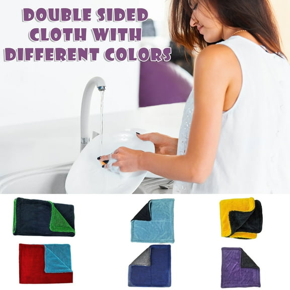 Microfiber Towel Car Cloth, Double-sided Cleaning Rag for Waxing and Polishing Vehicles, Streak-free Glass and Furniture Drying Towel, Reusable Lint-free Absorbent Wiping Cloth, Topliu