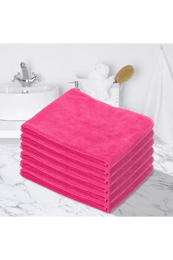 Microfiber Towels 6 Pack 12x28 Inch, Super Absorbent Quick Dry Hair Towel Set, Thick Soft Cleaning Cloths for Bath Kitchen Car, Lint Free Washcloths for Hair, Body, Face, Gym, Kitchen