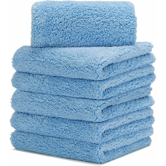 Microfiber Towels for Cars, Car Drying Wash Detailing Buffing Polishing Towel with Plush Edgeless Microfiber Cloth, 450 GSM 16x16 in. Pack of 6