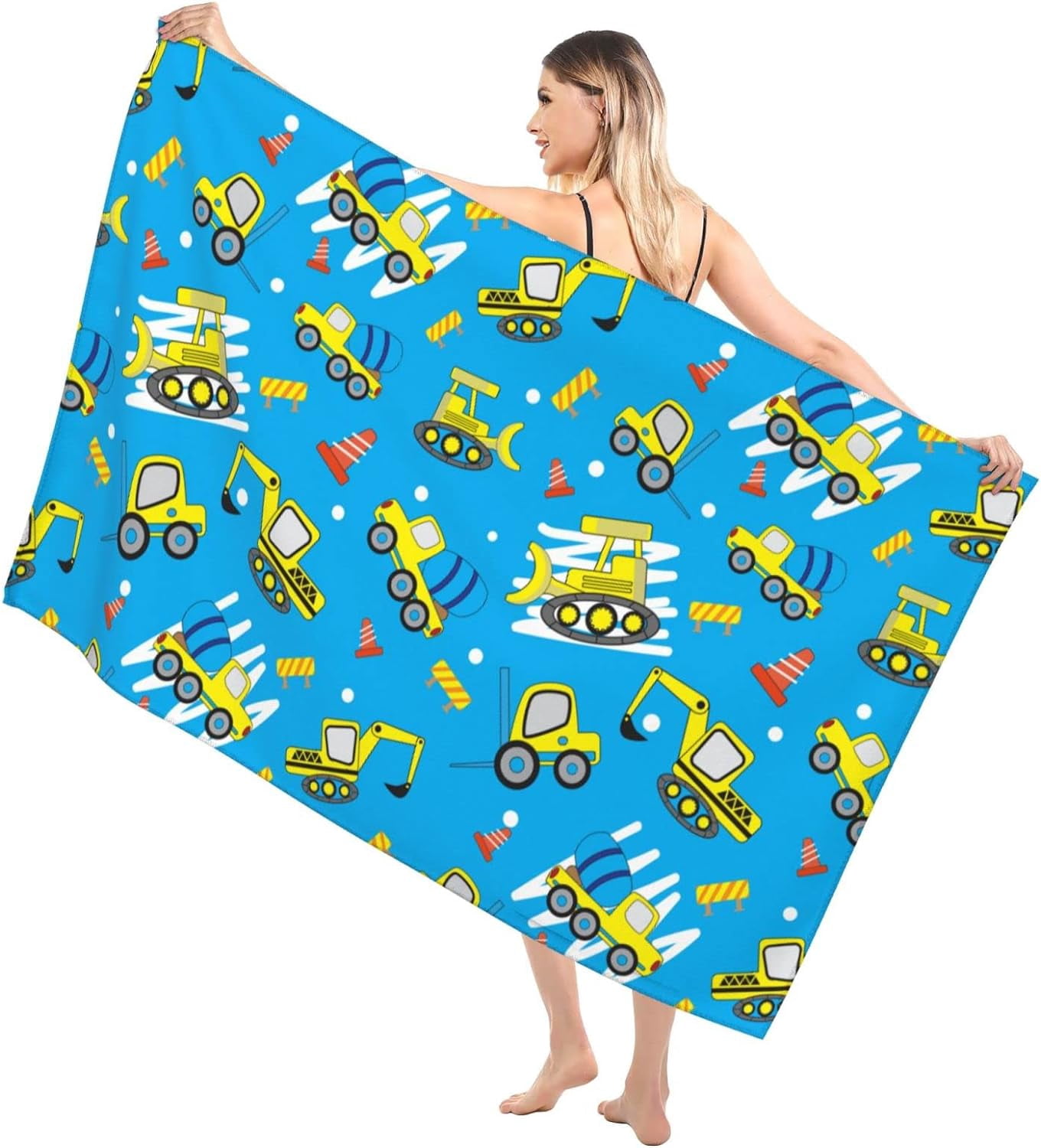 Beach Towel With Car & Tractor Print – Super Absorbent Microfiber, Quick-Dry, 52x32 Inches - View #12