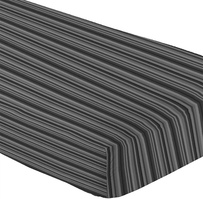 Microfiber Twin XL Fitted Bottom Bed Sheets 1800 Ultra Soft and Comfy - 15" Deep Pocket, 39" x 80" Great for Dorm Room, Hospital & Split King Dual Adjustable Beds (Grey Stripe, Twin XL)