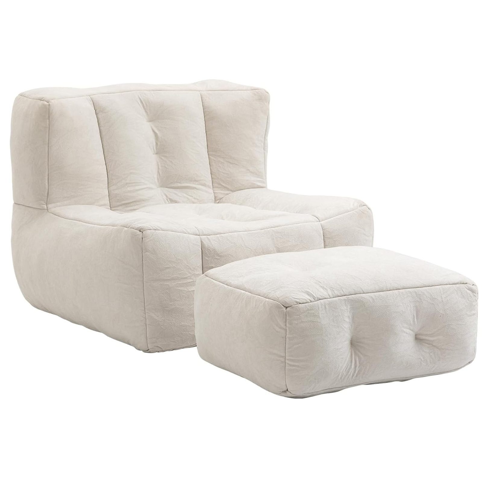 Microfiber Upholstered Bean Bag Sofa, Stuffed Bean Bag Couch with