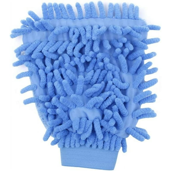 Microfiber Wash Glove Microfibre Cleaning Polishing Cloth Soft Gloves Car Wash Mitt for Polishing Washing Waxing Dusting(Blue)