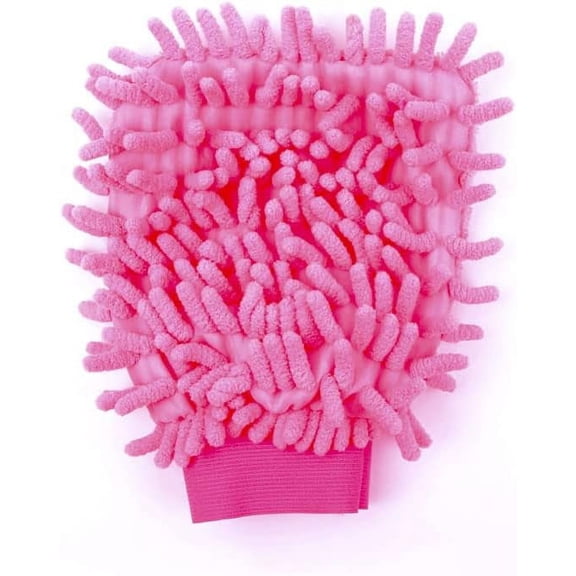 Microfiber Cleaning Towel Gloves Car Wash Mitts for Polishing, Washing, Waxing And Dusting. Cleaning Accessories(Pink)