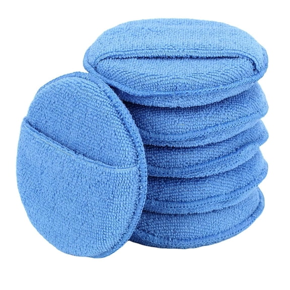 Microfiber Wax Applicator Pads, Car Wax Applicator with Finger Pocket, Buffing & Detail Polishing Foam Pads for Car Cleaning and Fine Polishing (5 inch, 6 Pack)