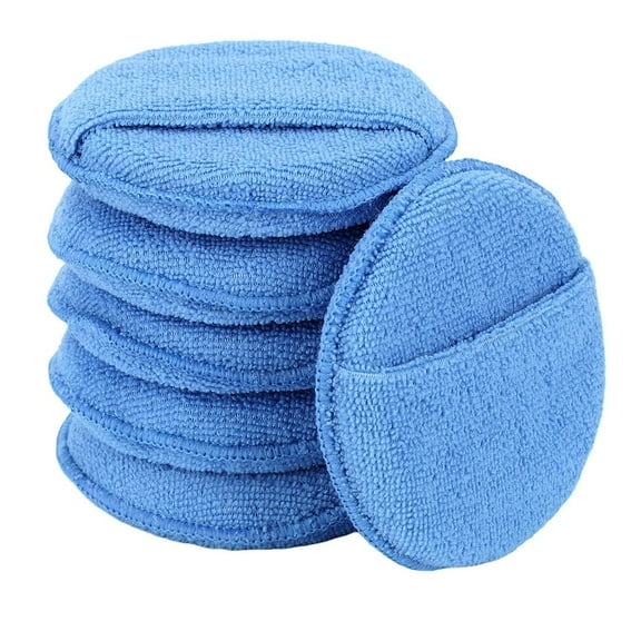 Microfiber Wax Applicator Pads, Car with Finger Pocket, Buffing & Detail Polishing Foam Pads for Cleaning and Fine (5 inch, 6 Pack)