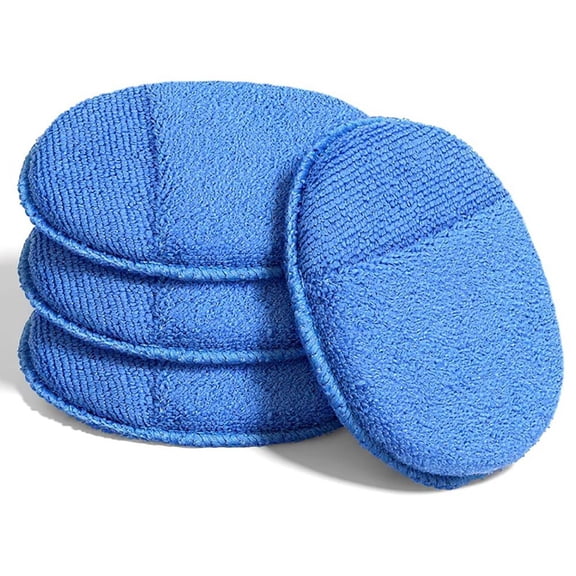 Microfiber Wax Applicator Pads for Car Detailing, Polishing, and Cleaning - 4 Pack, Blue