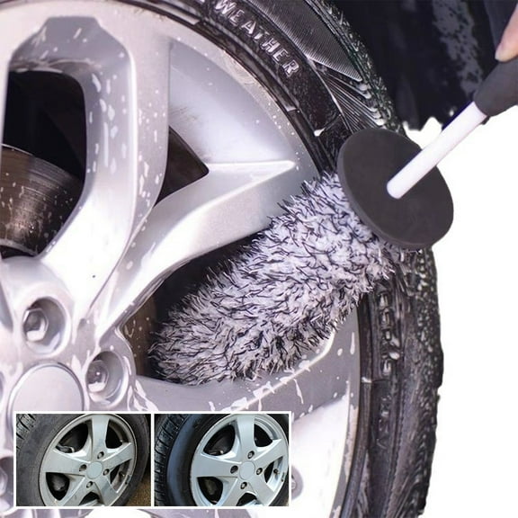 Microfiber Wheel Brush Kit- Microfiber Angled Wheel Brush,Long Handle Wheel Brush,Tire& Detailing Brush,Wheel Wash Mitt. Hands-On Wheel Detailing Kit for Daily Wheel Cleaning