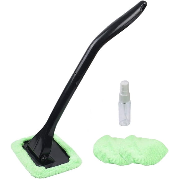 Microfiber  Windshield Easy Cleaner, Detachable Handle Brush, Cleaning Tool, Come with 2 Pads Washer Towel and 30ml  Bottle