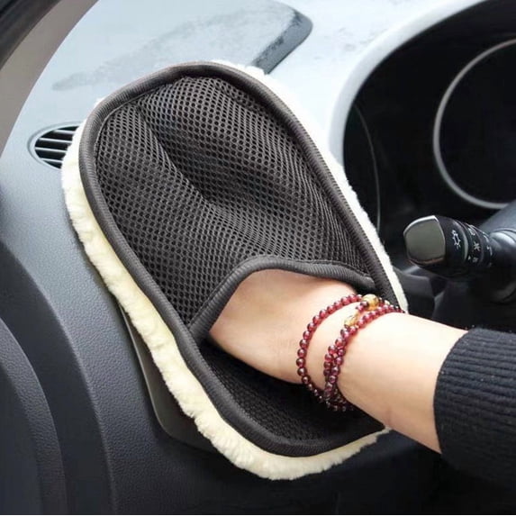 Microfiber Wool Velvet Car Wash Gloves - Sided Thickening Soft Towel, High Absorbency Scratch-Free Drying Mitt for Auto Detailing