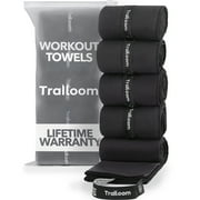 Microfiber Workout Towels - Quick Dry, Highly Absorbing, Odor-Free, for Women & Men - Gym Sweat Sports Towel for Hot Yoga, Tennis, Running, Exercise, Working Out, Camping, Set of 5 Black