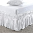 thumbnail image 1 of Microfiber Wrap-Around Bed Skirt, 14" Inch Drop Tailored & Easy Fit with Elastic, 100% Polyester Fabric Wrinkle-Free, Ruffle Gathered Bedskirt for Queen Size Bed - White Solid., 1 of 5